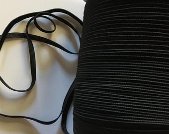 Black Elastic, 10 yards, Knitted Elastic, 5mm Elastic, Approximately 1/4 inch Elastic, Black Elastic, TheFabricEdge