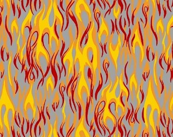 Fire Flames Fabric, By The Yard, Windham Fabrics 51268-5 Gray, Hold The Line, BTY, Quilting Cotton, Firefighter Fabric, TheFabricEdge