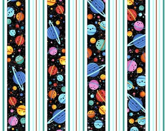 Cosmic Stripes Fabric, By The Yard, Hula Universe Outerspace, Michael Miller Fabrics, DC9307-BLAC-D, Quilting Cotton, BTY, TheFabricEdge