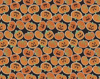 Halloween Fabric by The Yard, FreeSpirit Boolicious Pumpkin Bites, PWMA004.XBLACK, Quilting Cotton BTY, TheFabricEdge