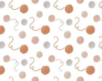 Yarn Fabric By The Yard, Yarn Balls, Camelot Fabrics, 66200506-1, Quilting Cotton BTY, Knitting, Crochet, TheFabricEdge