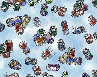 Beer Fabric, By The Yard, The Good Life Crushed Cans, Paintbrush Studios, 120-14491, Quilting Cotton, BTY, TheFabricEdge