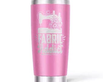Fabric Addict 20 oz Tumbler, Stainless Steel LAL-T04 Pink
