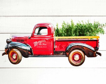 Red Truck Panel, 36" Panel, Christmas Fabric Panel, Christmas Tree Truck, Christmas Loads of Cheer, 72424A, Quilting Cotton, TheFabricEdge