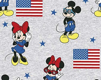 Mickey and Minnie Patriotic American Flag Fabric by The Yard, Springs Creative 73984R320715, Quilting Cotton BTY, TheFabricEdge