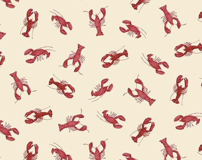 Lobster Fabric by the Yard, by the Sea Lobsters, Michael Miller, CX9109CORAD, Quilting Cotton