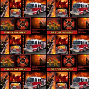 Firefighter Fabric, By The Yard, Firement All Over Block, Sykel Enterprises, 9945-PC, Quilting Cotton, BTY, TheFabricEdge