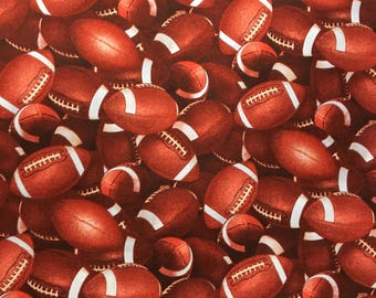 Football Fabric, By The Yard, Packed Footballs, Elizabeth's Studio, 130E-BRN, Quilting Cotton, BTY, TheFabricEdge