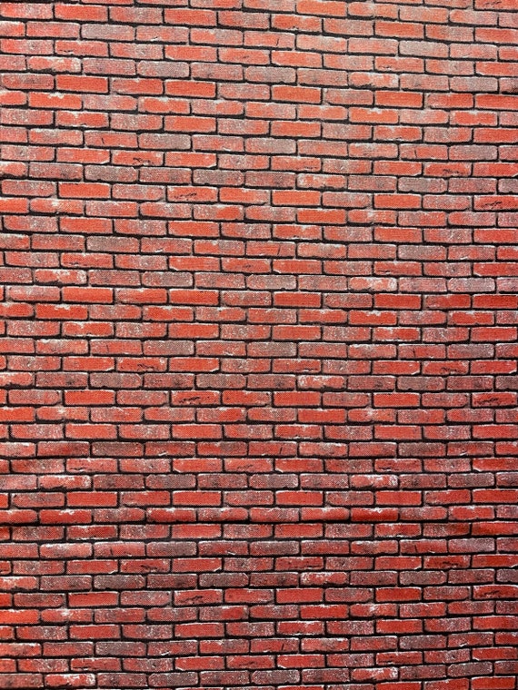 Brick Wall Fabric by the Yard Red Brick Elizabeth's Etsy