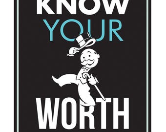 Monopoly Fabric Panel, Know Your Worth, 36 Inch Panel, Camelot Fabrics, Quality Quilting Cotton, TheFabricEdge