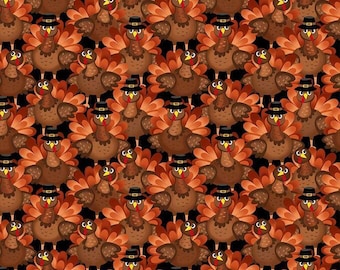Thanksgiving Fabric by The Yard, Pilgrim Turkey Timeless Treasures Gail-CD3609, Quality Quilting Cotton