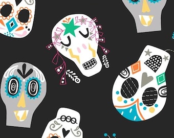 Sugar Skull Fabric, By The Yard, Fiesta Sugar Skull, Black, Windham Fabrics, 51948-1, Quilting Cotton, BTY, TheFabricEdge
