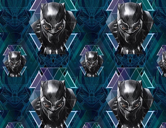 Black Panther Head Toss From Black Panther Movie Cotton Fabric