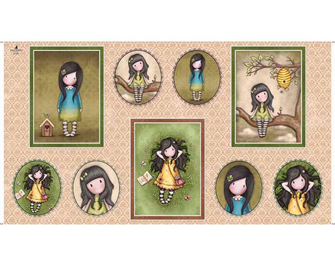 Santoro Fabric, Birds of a Feather Fabric Panel, Girl, Gorjuss, 24 Inch Panel, Quilting