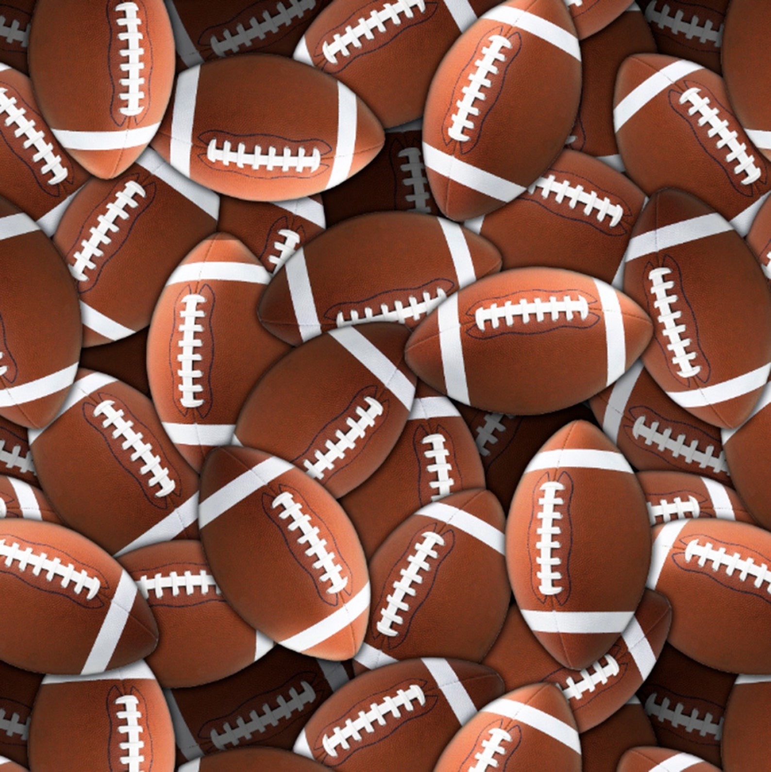Football FLEECE Fabric By The Yard Packed Footballs Brown Etsy