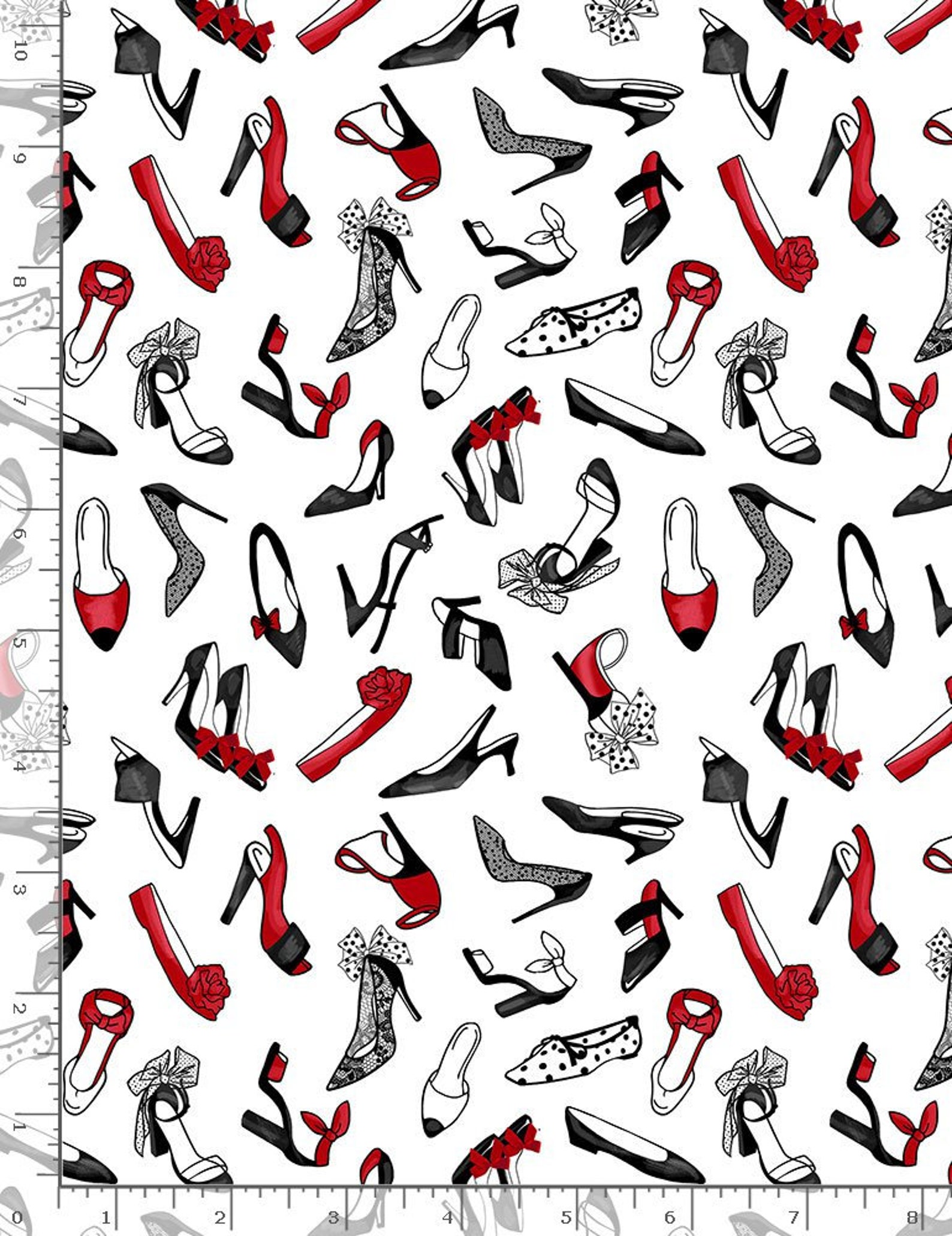 Fashion Shoe Fabric by the Yard Tossed High Heels Fashion - Etsy
