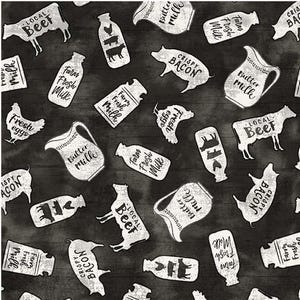 Farmhouse Fabric by The Yard, Home Grown by Michael Miller, CX9972-BLAC-D, Quilting Cotton BTY, TheFabricEdge