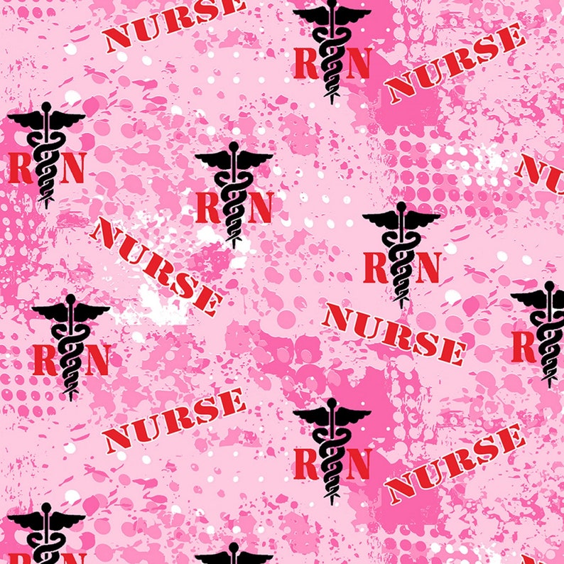 Nurse Fabric PRECUT HALF YARD Bright Pink Nurse Rn Sykel Etsy