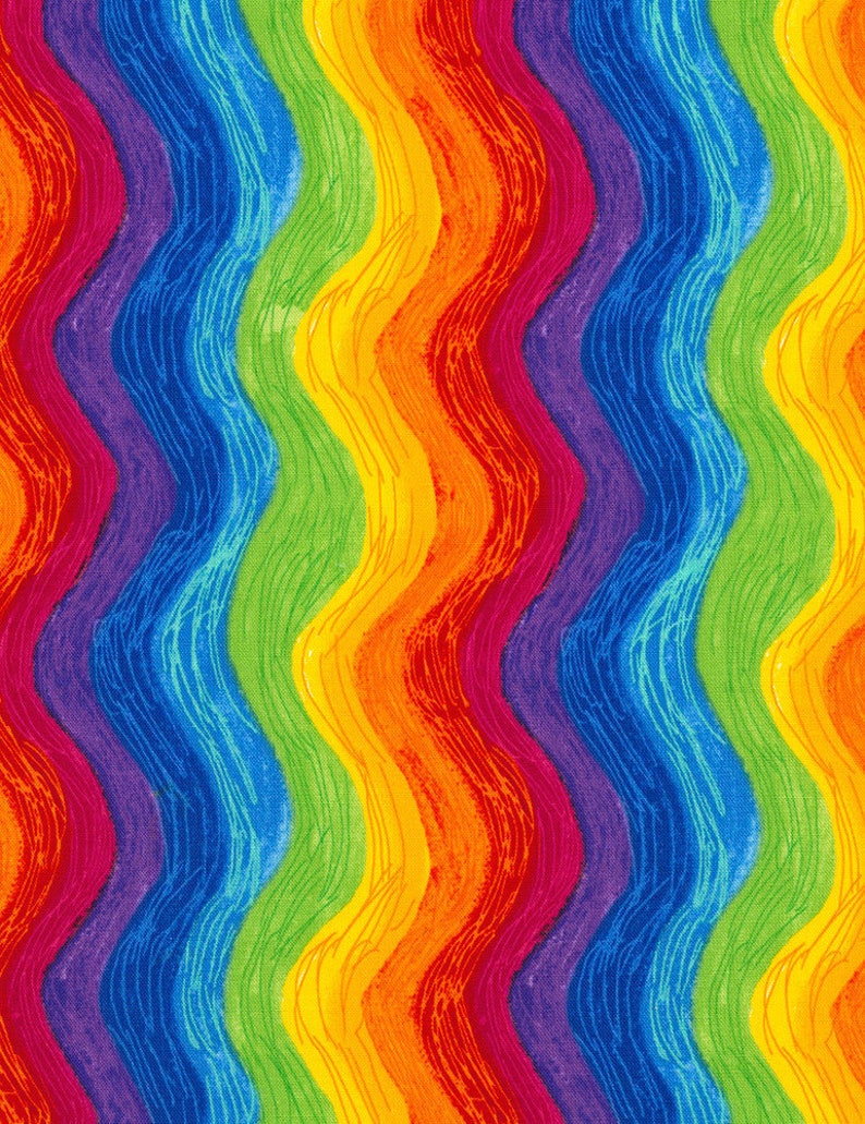 Rainbow Fabric by the Yard Rainbow Squiggle Timeless Etsy Canada