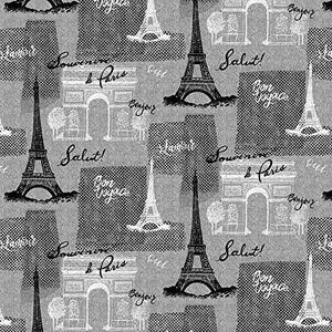 Paris Fabric By The Yard, Bonjour Textured Paris Motifs, Timeless Treasures C8686, Quilting Cotton BTY, TheFabricEdge