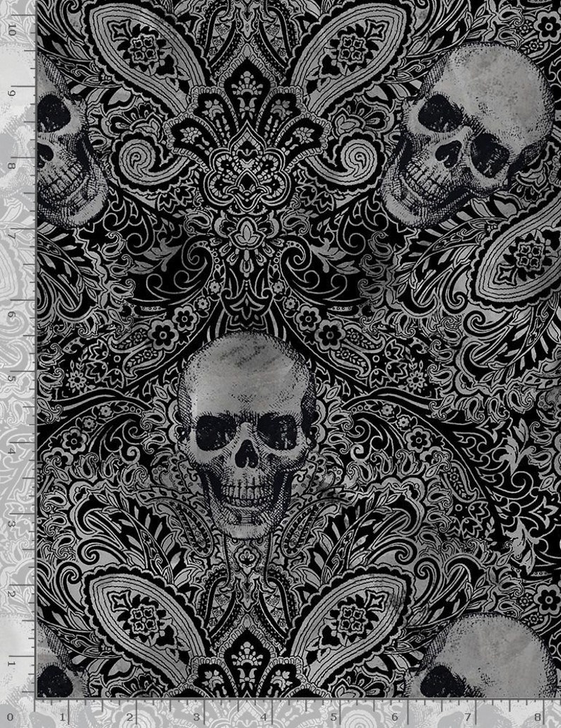 Skull Fabric by the Yard Skull Filagree Timeless Treasures Etsy