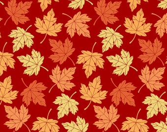 Leaves Fabric, By The Yard, Fall Fabric, Red Tossed Leaves, Studio E Fabric, 5151S-84, Quilting Cotton, BTY, TheFabricEdge