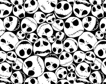 Nightmare Before Christmas Fabric, HALF YARD, Packed Jack Skellington, Licensed Disney, Quilting Cotton, 645151100715, BTY, TheFabricEdge