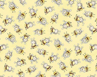 Bunny Bees Fabric, PRECUT HALF YARD, Bee Fabric, Quilting Cotton, Timeless Treasures Fabric, TheFabricEdge