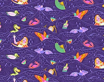 Alice in Wonderland Fabric By The Yard, Curiouser and Curiouser Tula Pink, Sea of Tears, PWTP162DAYDREAM, Quilting Cotton BTY, TheFabricEdge