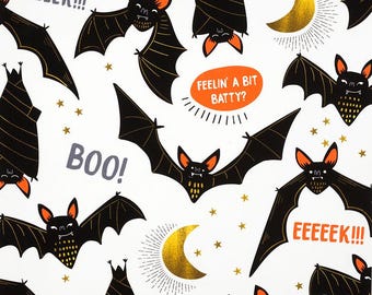 Alexander Henry Halloween Fabric By The Yard, Boo! Eek! Bats! 8974A, Quilting Cotton BTY, TheFabricEdge