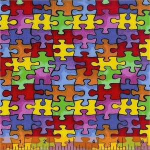 Autism Fabric, PRECUT HALF YARD, Autism Awareness, Windham Fabrics, 19596, TheFabricEdge