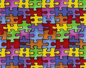 Autism Fabric, PRECUT HALF YARD, Autism Awareness, Windham Fabrics, 19596, TheFabricEdge