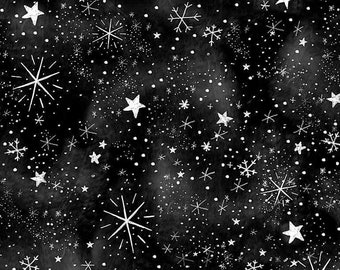 Christmas Fabric By The Yard, Silent Night Chalkboard Stars Snowflakes, Timeless Treasures C8466, Quality Quilting Cotton BTY, TheFabricEdge