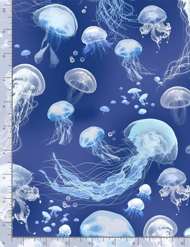 Jellyfish Fabric by the Yard Swimming Jellyfish C7981 Etsy