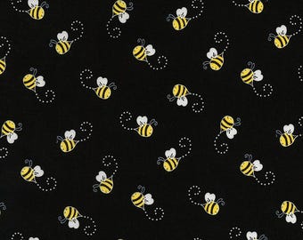 Bee Fabric, Bees, By The Yard, Timeless Treasures, Black, C5496, Quilting Cotton BTY, Bumblebee, TheFabricEdge