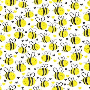 Bee Fabric, By The Yard, Cute Plump Bees, White, Timeless Treasures, C7855, Quilting Cotton, BTY, TheFabricEdge