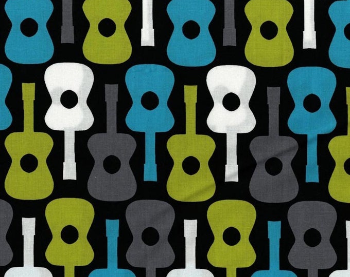 Guitar Fabric, by the Yard, Groovy Guitar, Michael Miller Fabrics, CX2897LAGOD, Quilting