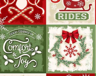 Christmas Fabric By The Yard, Christmas Squares, Timeless Treasures Holiday-C8654 Multi, Quality Quilting Cotton BTY, TheFabricEdge