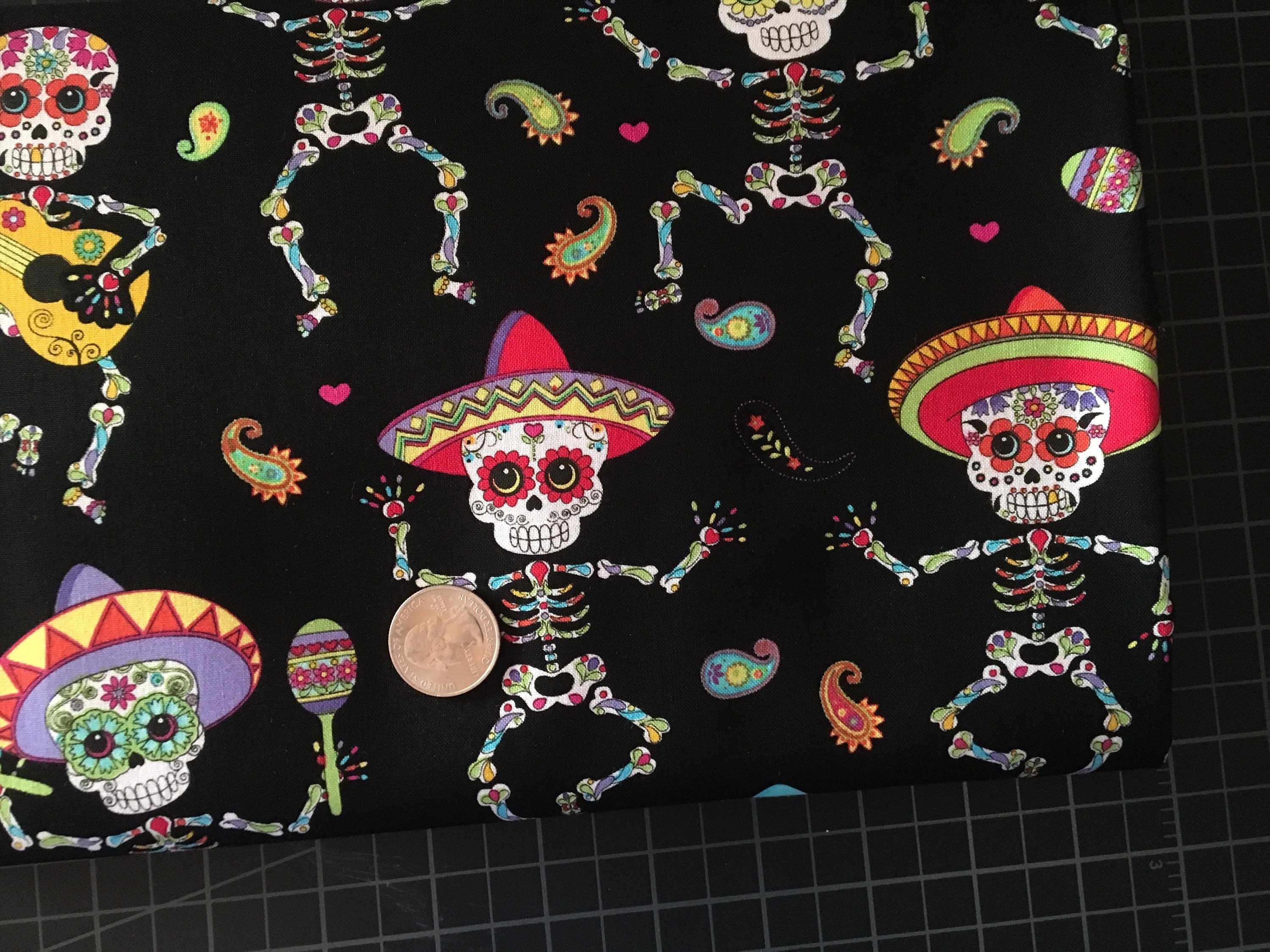 Dancing Day of the Dead Fabric by the Yard Timeless - Etsy