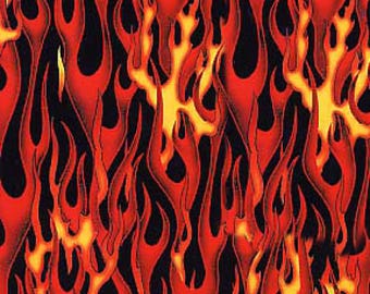 Fire Flames Fabric, By The Yard, Red Flames, Elizabeth's Studio, P144E-RED, Quilting Cotton, BTY, TheFabricEdge