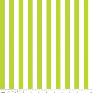 1/2&quot; Stripe Fabric, By The Yard, Lime and White Stripe Fabric, Half Inch, Riley Blake, C530-32 LIME, Quilting Cotton, BTY, TheFabricEdge