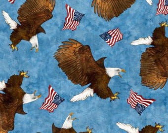 American Eagle Fabric, By The Yard, All American, Quilting Treasures, Patriotic Fabric, BTY, 27616-B, TheFabricEdge