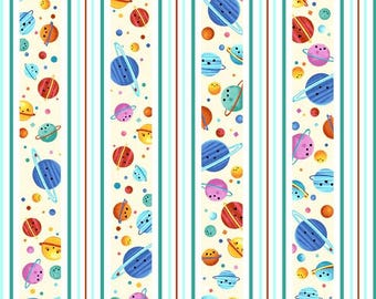 Cosmic Stripes Fabric, By The Yard, Hula Universe Outerspace, Michael Miller Fabrics, DC9307-CREM-D, Quilting Cotton, BTY, TheFabricEdge