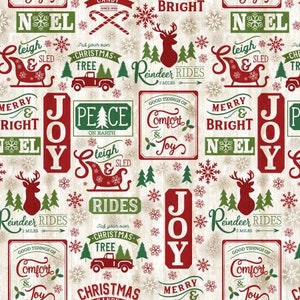 Christmas Fabric By The Yard, Christmas Patch on Wood, Timeless Treasures C8655, Quality Quilting Cotton BTY, TheFabricEdge image 1