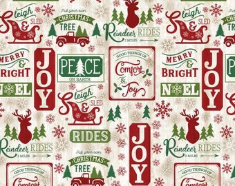 Christmas Fabric By The Yard, Christmas Patch on Wood, Timeless Treasures C8655, Quality Quilting Cotton BTY, TheFabricEdge