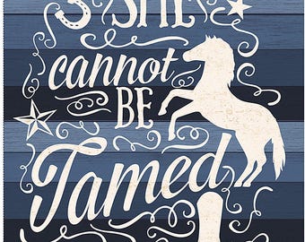 Horse Riding Fabric Panel, 24" Panel, She Cannot Be Tamed, Timeless Treasures, C7794, 24 x 44 Panel, Cowgirl Fabric, TheFabricEdge