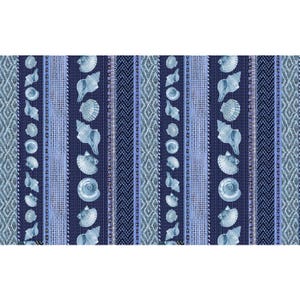 Seashell Fabric, By The Yard, Beachcomber Shells Stripes, Blue, Michael Miller Fabrics, Beach Fabric, Nautical, TheFabricEdge