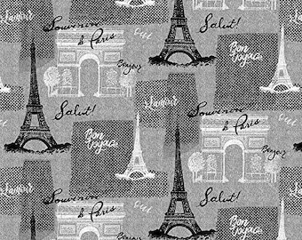 Paris Fabric By The Yard, Bonjour Textured Paris Motifs, Timeless Treasures C8686, Quilting Cotton BTY, TheFabricEdge