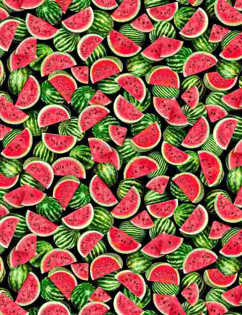 Watermelon Fabric By The Yard Packed Watermelons Timeless Etsy