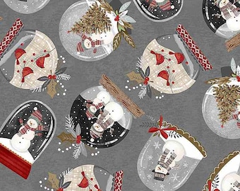 Christmas Fabric By The Yard, Snowmen in Snow Globes, Timeless Treasures CD1463, Quilting Cotton BTY, TheFabricEdge